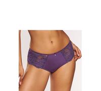 Panty LASCANA "Flora", Damen, Gr. 36/38, lila (pflaume), Spitze, Obermaterial: 89% Polyamid, 11% Elasthan, Unterhosen Panty, mit feiner, leicht transparenter Spitze und edlem Accessoire (75132738-36) 
