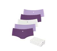Panty LASCANA, Damen, Gr. 40/42, lila (lila, flieder, creme), Single Jersey, Obermaterial: 95% Baumwolle, 5% Elasthan. Spitze: 90% Polyamid, 10% Elasthan, bedruckt, gemustert, unifarben mit Farbeinsät