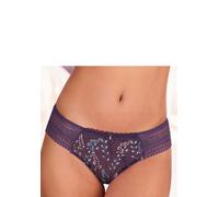 Panty LASCANA "Mirabel", Damen, Gr. 44/46, pflaume, bunt, Mesh, Obermaterial: 78% Polyamid, 14% Polyester, 8% Elasthan, Unterhosen Panty, mit glänzender Blumenstickerei, transparente Unterwäsche (8700