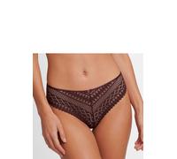 Panty LASCANA "Nina", Damen, Gr. 44/46, braun (bordeauxrot), Spitze, Obermaterial: 92% Polyamid, 8% Elasthan, figurbetont, Unterhosen Panty, mit edlem Schmuckaccessoire (22656856-44) bordeauxrot
