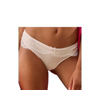 Panty LASCANA "Valentina", Damen, Gr. 44/46, beige (creme), Microfaser, Obermaterial: 87% Polyamid, 13% Elasthan, körpernah, Unterhosen Panty, aus extravaganter Spitze (45173943-44) creme