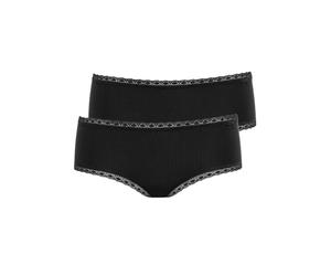 Panty LISCA "2er Pack Damen Panty Ines", Damen, Gr. 42, schwarz, Spitze, Obermaterial: 95% Baumwolle CO. 5% Elasthan EL., Unterhosen Panty (28135429-42) schwarz