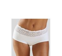 Panty NUANCE, Damen, Gr. 32/34, weiß, Jersey, Obermaterial: 85% Baumwolle, 10% Polyamid, 5% Elasthan, körpernah, Unterhosen Panty, mit floralem Spitzenbund (16018623-32) weiß