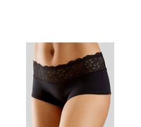 Panty NUANCE, Damen, Gr. 52/54, schwarz, Jersey, Obermaterial: 85% Baumwolle, 10% Polyamid, 5% Elasthan, körpernah, Unterhosen Panty, mit floralem Spitzenbund (10578033-52) schwarz