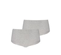 Panty PUMA "PUMA WOMEN INVISIBLE COTTON MINI SHORTS 2P", Damen, Gr. XL, grau (light grau melange), Jersey, Obermaterial: 88% Baumwolle, 12% Elasthan, körpernah, Unterhosen Panty, nahtlose Ränder für e
