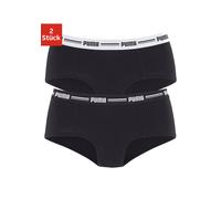 Panty PUMA "PUMA WOMEN MINI SHORT 2P PACK", Damen, Gr. M, schwarz, Obermaterial: 57% Baumwolle, 38% Modal, 5% Elasthan, bedruckt, unifarben, körpernah, Unterhosen Panty, mit markantem Logo-Bund (84671
