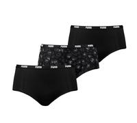 Panty PUMA "PUMA WOMEN PRINTED MINI SHORT 3P PACK", Damen, Gr. XL, schwarz (schwarz combo), Single Jersey, Obermaterial: 95% Baumwolle, 5% Elasthan, körpernah, Unterhosen Panty, 2x uni, 1x Animal-Desi