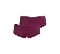 Panty S.OLIVER, Damen, Gr. 36/38, 2 Stk., rot (bordeaux), Obermaterial: 95% Baumwolle, 5% Elasthan. Spitze: 90% Polyamid, 10% Elasthan. Zwickel: 95% Baumwolle, 5% Elasthan, unifarben, Unterhosen Panty