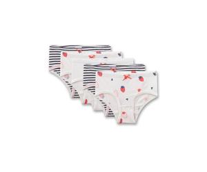 Panty SANETTA "Slip Hipslip 5P 5er Pack", Mädchen, Gr. 128, bunt (weiß, schwarz, rot), Obermaterial: 95% Baumwolle CO. 5% Elasthan EL., Unterhosen Panty (60422205-128) weiß, schwarz, rot