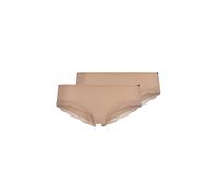 Skiny Panty Classicotton Damen Baumwolle/Elasthan, umlaufende Spitze Beige Gr. 36 2er-Pack