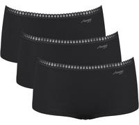 Sloggi Damen Pantys, 3er Pack - GO Crush Short C3P, Unterhose, Stretch-Baumwolle Schwarz S