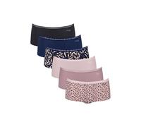 Panty SLOGGI "Panty GO Crush Short C6P 6er Pack", Damen, Gr. M, bunt (blau, rosa), Obermaterial: 95% Baumwolle CO. 5% Elasthan EL., Unterhosen Panty (97970205-M) blau, rosa