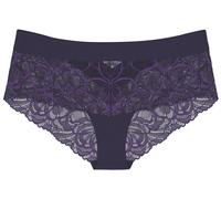 Panty TRIUMPH "Body Make-Up Illusion Lace", Damen, Gr. 44, blau (prussian blau), Microtouch, Obermaterial: 80% Polyamid, 20% Polyester, körpernah, Unterhosen Panty, florale Stretch-Spitze, glatter Bun