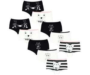 Panty TUPTAM "Shorts TupTam Unterhosen Mädchen Shorts 10er Pack", Mädchen, Gr. 104, beige (shorts katzen creme schwarz), Obermaterial: 95% Baumwolle CO. 5% Elasthan EL., Unterhosen Panty (14248935-104