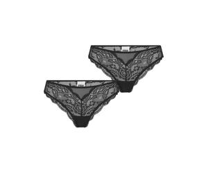 Panty URBAN CLASSICS "Urban Classics Ladies Allover Lace Brazilian 2-Pack", Damen, Gr. M, schwarz, schwarz, 90% Nylon, 10% Elasthan, unifarben, Unterhosen Panty (54480923-M) schwarz, schwarz
