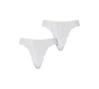 Panty URBAN CLASSICS "Urban Classics Ladies Allover Lace Tanga 2-Pack", Damen, Gr. S, weiß, weiß, 90% Polyamid, 10% Elasthan, unifarben, Unterhosen Panty (79039328-S) weiß, weiß