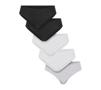 Panty URBAN CLASSICS "Urban Classics Ladies Basic Cotton Brazilian 5-Pack", Damen, Gr. L, schwarz, schwarz, weiß, weiß, erdgrau, 95% Baumwolle, 5% Elasthan, unifarben, Unterhosen Panty (64792302-L) sc