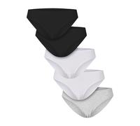 Panty URBAN CLASSICS "Urban Classics Ladies Basic Cotton Slip 5-Pack", Damen, Gr. M, schwarz, schwarz, weiß, weiß, erdgrau, 95% Baumwolle, 5% Elasthan, unifarben, Unterhosen Panty (96594449-M) schwarz