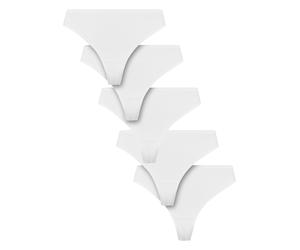 Panty URBAN CLASSICS "Urban Classics Ladies Basic Cotton Tanga 5-Pack", Damen, Gr. M, weiß, weiß, weiß, weiß, weiß, 95% Baumwolle, 5% Elasthan, unifarben, Unterhosen Panty (15081328-M) weiß, weiß, wei