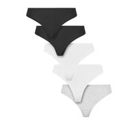 Panty URBAN CLASSICS "Urban Classics Ladies Basic Cotton Tanga 5-Pack", Damen, Gr. XL, schwarz-weiß (schwarz, schwarz, weiß, weiß, erdgrau), 95% Baumwolle, 5% Elasthan, unifarben, Unterhosen Panty (38
