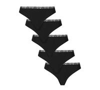 Panty URBAN CLASSICS "Urban Classics Ladies Basic Cotton Tanga Lace 5-Pack", Damen, Gr. XL, schwarz (schwarz, schwarz, schwarz, schwarz, schwarz), 95% Baumwolle, 5% Elasthan, unifarben, Unterhosen Pan