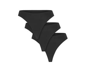 Panty URBAN CLASSICS "Urban Classics Ladies Lasercut Tanga 3-Pack", Damen, Gr. S, schwarz, 80% Nylon, 20% Elasthan, unifarben, Unterhosen Panty (20839568-S) schwarz