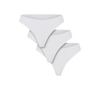Panty URBAN CLASSICS "Urban Classics Ladies Lasercut Tanga 3-Pack", Damen, Gr. S, weiß, 80% Nylon, 20% Elasthan, unifarben, Unterhosen Panty (97212519-S) weiß