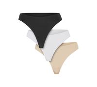 Panty URBAN CLASSICS "Urban Classics Ladies Lasercut Tanga 3-Pack", Damen, Gr. XS, schwarz, weiß, nude, 80% Nylon, 20% Elasthan, unifarben, Unterhosen Panty (86388159-XS) schwarz, weiß, nude
