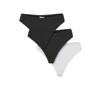 Panty URBAN CLASSICS "Urban Classics Ladies Rip Tanga 3-Pack", Damen, Gr. S, schwarz, schwarz, weiß, 92% Nylon, 8% Elasthan, unifarben, Unterhosen Panty (73067420-S) schwarz, schwarz, weiß