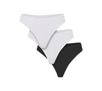 Panty URBAN CLASSICS "Urban Classics Ladies Rip Tanga 3-Pack", Damen, Gr. S, schwarz-weiß (weiß, weiß, schwarz), 92% Nylon, 8% Elasthan, unifarben, Unterhosen Panty (99148930-S) weiß, weiß, schwarz
