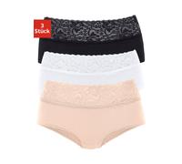 Panty VIVANCE, Damen, Gr. 36/38, beige (beige, schwarz, weiß), Single Jersey, Obermaterial: 95% Baumwolle, 5% Elasthan. Spitze: 93% Polyamid, 7% Elasthan (LYCRA), unifarben, körpernah, Unterhosen Pant