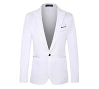 PANVER Anzug Jacke Männer Hochzeit Bankett Business Blazer Regular Fit Mode Casual Übergangsjacke Herren H-White 5XL