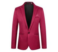 PANVER Anzug Jacke Männer Hochzeit Bankett Business Blazer Regular Fit Mode Casual Übergangsjacke Herren L-Wine Red M