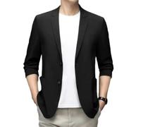 PANVER Anzug Jacke Männer Hochzeit Bankett Business Blazer Regular Fit Mode Casual Übergangsjacke Herren B-Black 4XL
