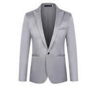 PANVER Anzug Jacke Männer Hochzeit Bankett Business Blazer Regular Fit Mode Casual Übergangsjacke Herren I-Grey XXL