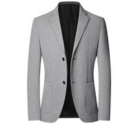 PANVER Anzug Jacke Männer Hochzeit Bankett Business Casual Blazer Regular Fit Einfarbig Übergangsjacke Herren M-Grey 4XL