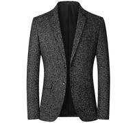 PANVER Anzug Jacke Männer Hochzeit Bankett Business Casual Blazer Regular Fit Einfarbig Übergangsjacke Herren B-Black M
