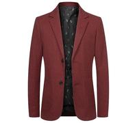PANVER Anzug Jacke Männer Hochzeit Bankett Business Casual Blazer Regular Fit Einfarbig Übergangsjacke Herren F-Wine Red XXL