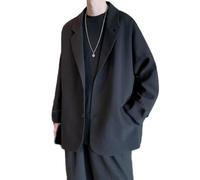 PANVER Anzug Jacke Männer Hochzeit Bankett Einfarbig Business Blazer Regular Fit Mode Casual Übergangsjacke Herren C-Black S