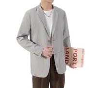 PANVER Anzug Jacke Männer Hochzeit Bankett Einfarbig Business Blazer Regular Fit Mode Casual Übergangsjacke Herren H-Light Grey M