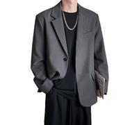 PANVER Anzug Jacke Männer Hochzeit Bankett Einfarbig Business Blazer Regular Fit Mode Casual Übergangsjacke Herren A-Dark Grey M
