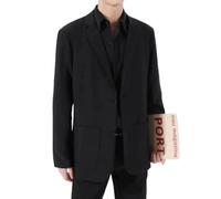 PANVER Anzug Jacke Männer Hochzeit Bankett Einfarbig Business Blazer Regular Fit Mode Casual Übergangsjacke Herren I-Black L