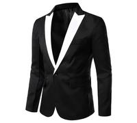 PANVER Anzug Jacke Männer Hochzeit Bankett Mode Temperament Blazer Regular Fit Business Casual Übergangsjacke Herren B-Black XXL