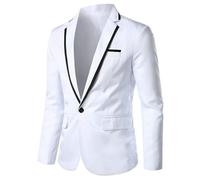 PANVER Anzug Jacke Männer Hochzeit Bankett Mode Temperament Blazer Regular Fit Business Casual Übergangsjacke Herren C-White 5XL