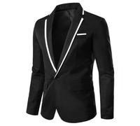 PANVER Anzug Jacke Männer Hochzeit Bankett Mode Temperament Blazer Regular Fit Business Casual Übergangsjacke Herren D-Black L