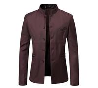 PANVER Anzug Jacke Männer Regular Fit Business Casual Übergangsjacke Herren Hochzeit Bankett Mode Temperament Blazer I-Wine Red 4XL