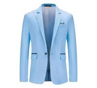 PANVER Anzug Jacke Männer Regular Fit Business Casual Übergangsjacke Herren Hochzeit Bankett Mode Temperament Blazer F-Sky Blue XL