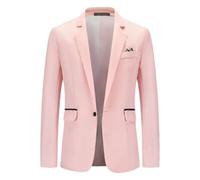PANVER Anzug Jacke Männer Regular Fit Business Casual Übergangsjacke Herren Hochzeit Bankett Mode Temperament Blazer D-Pink XXL