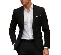 PANVER Anzug Jacke Männer Regular Fit Business Casual Übergangsjacke Herren Hochzeit Bankett Temperament Mode Blazer B-Black XL