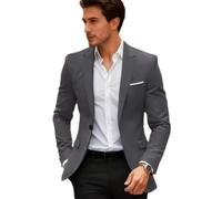 PANVER Anzug Jacke Männer Regular Fit Business Casual Übergangsjacke Herren Hochzeit Bankett Temperament Mode Blazer F-Grey 4XL